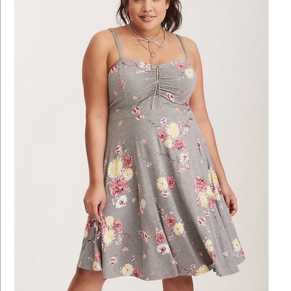 Torrid gray cinch skater dress